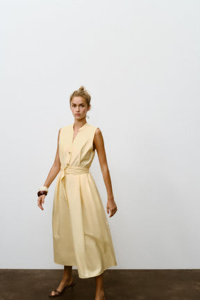 POPLIN MIDI DRESS WITH BELT - Image 7