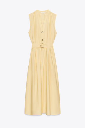 POPLIN MIDI DRESS WITH BELT - Image 8