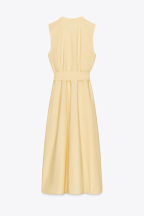 POPLIN MIDI DRESS WITH BELT - Image 9