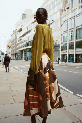 PRINTED POPLIN SKIRT