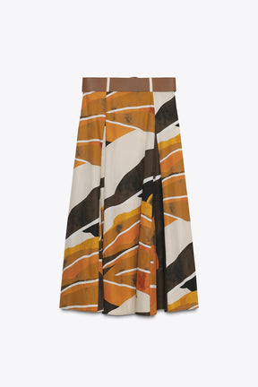 PRINTED POPLIN SKIRT