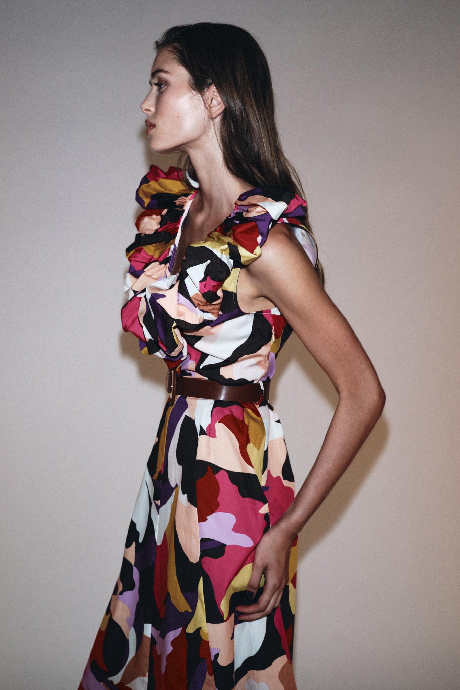 PRINTED POPLIN MIDI DRESS - Image 7