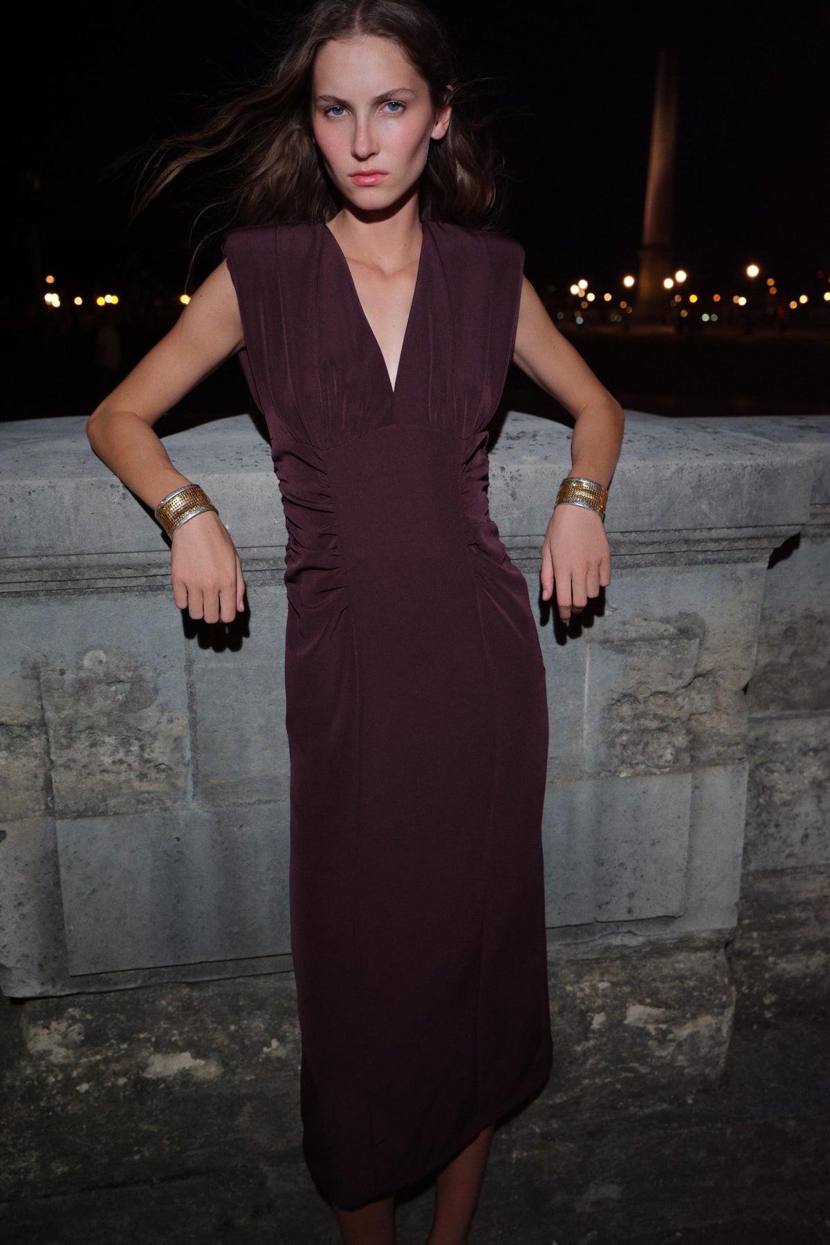 DRAPED MIDI DRESS - Image 1