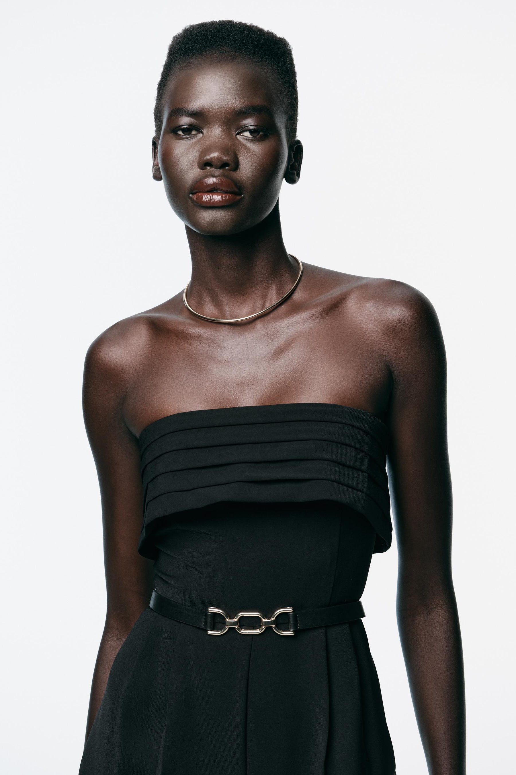 CREPE BUSTIER JUMPSUIT WITH BELT - Image 4