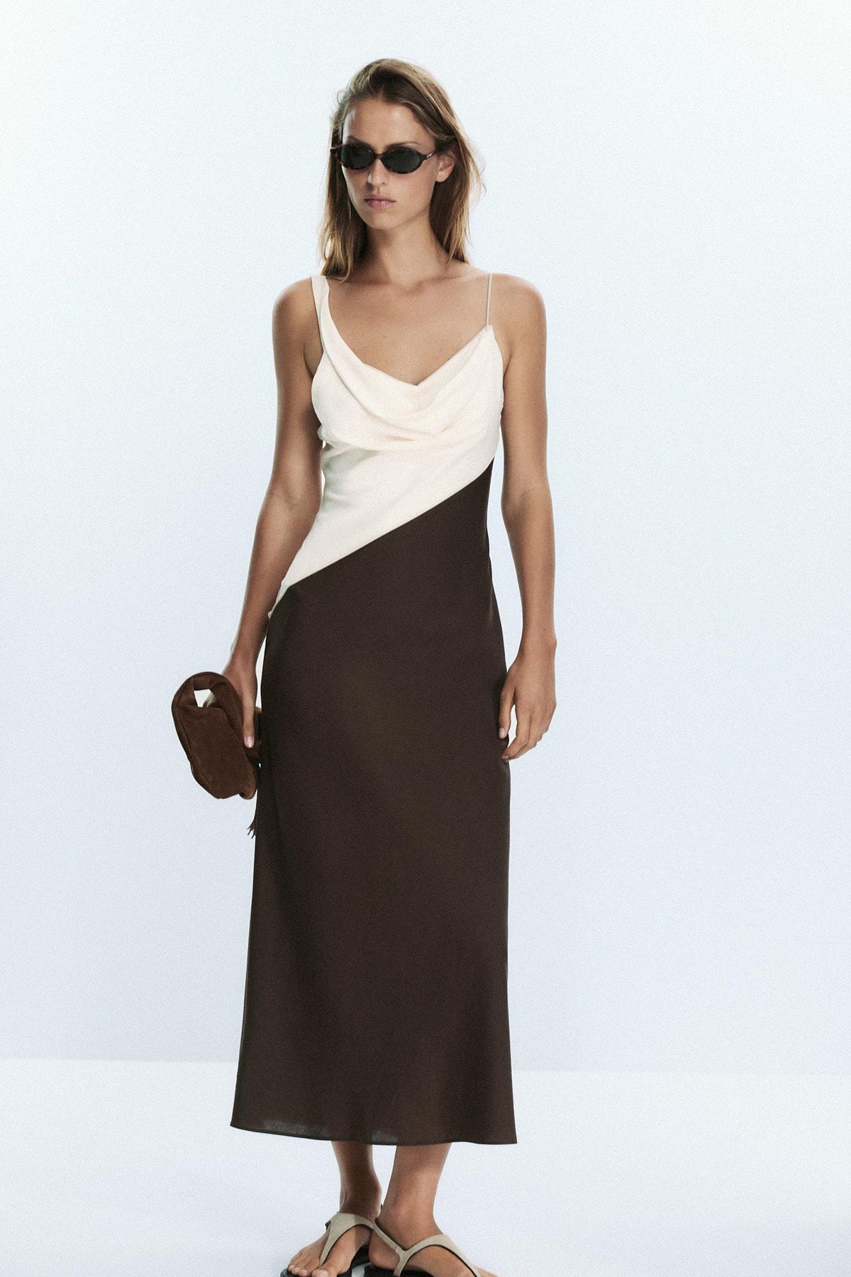 CONTRAST MIDI DRESS - Image 1