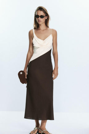 CONTRAST MIDI DRESS - Image 1