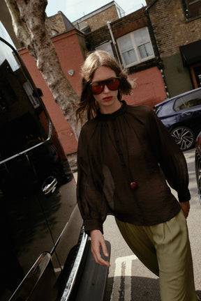 Puff Sleeve Sheer Blouse