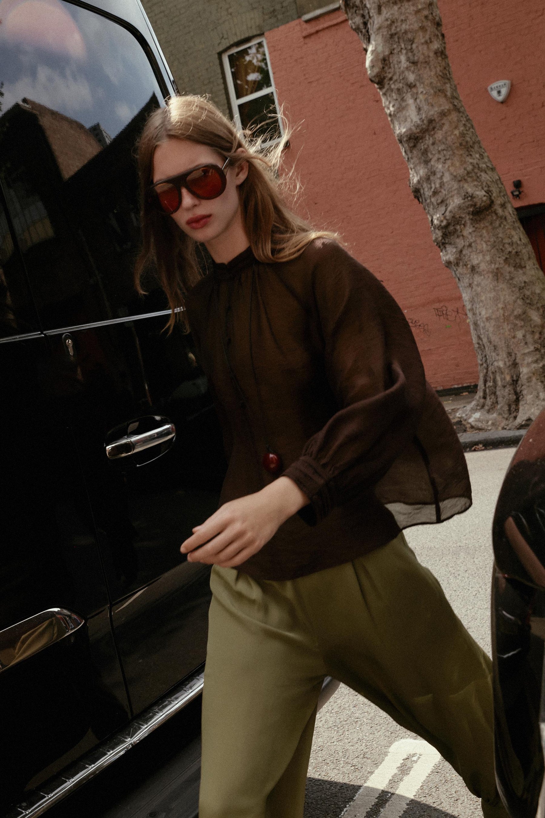 Puff Sleeve Sheer Blouse