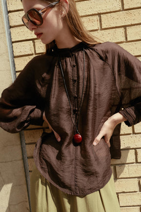 Puff Sleeve Sheer Blouse