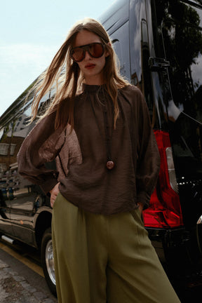 Puff Sleeve Sheer Blouse