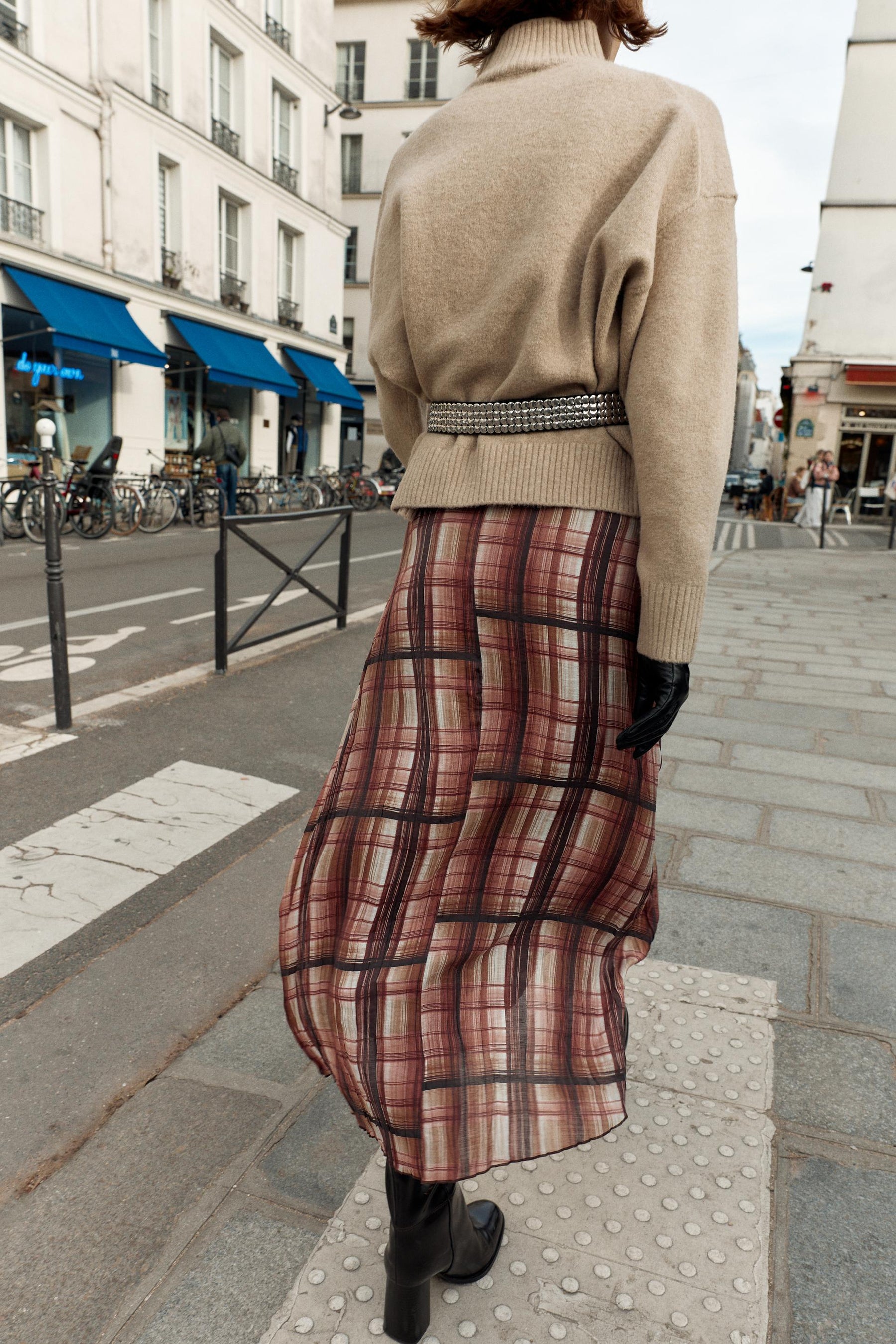 Checked Midi Skirt
