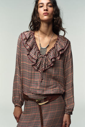 Ruffled Checked Blouse