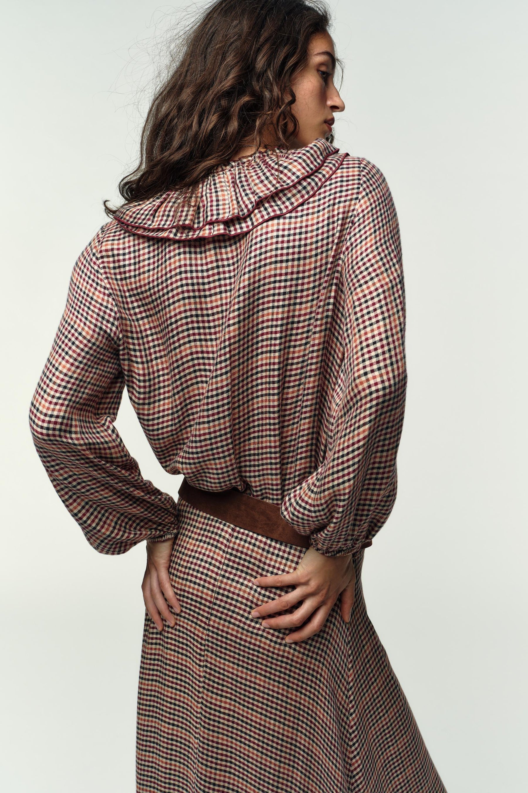 Ruffled Checked Blouse