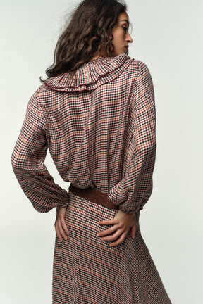 Ruffled Checked Blouse
