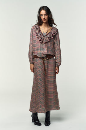 Ruffled Checked Blouse