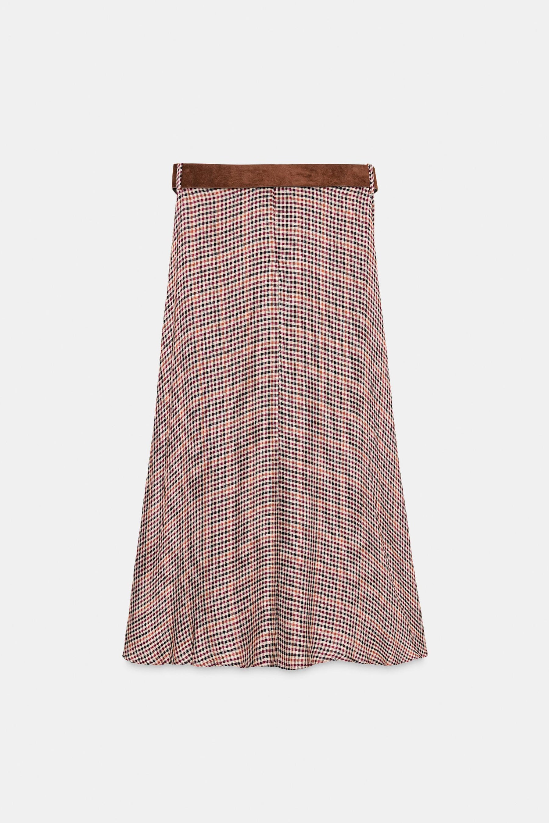 Belted Check Skirt