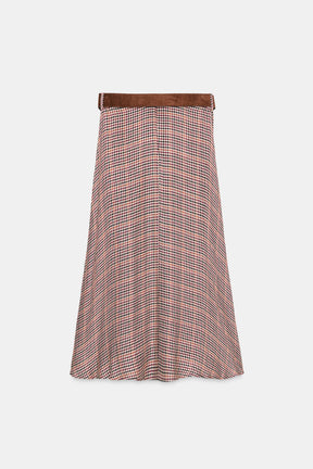 Belted Check Skirt