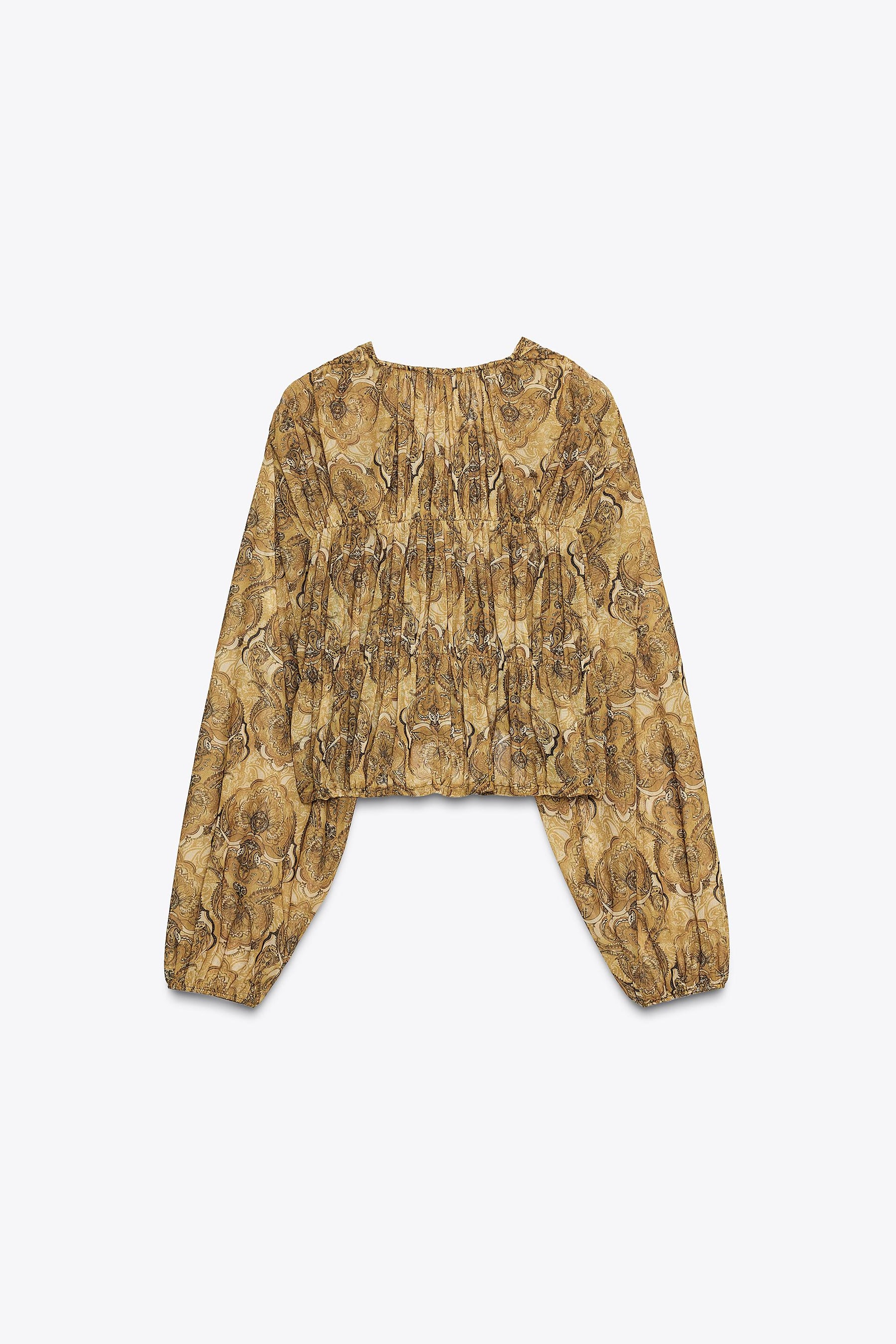 Tied-Detail Printed Blouse