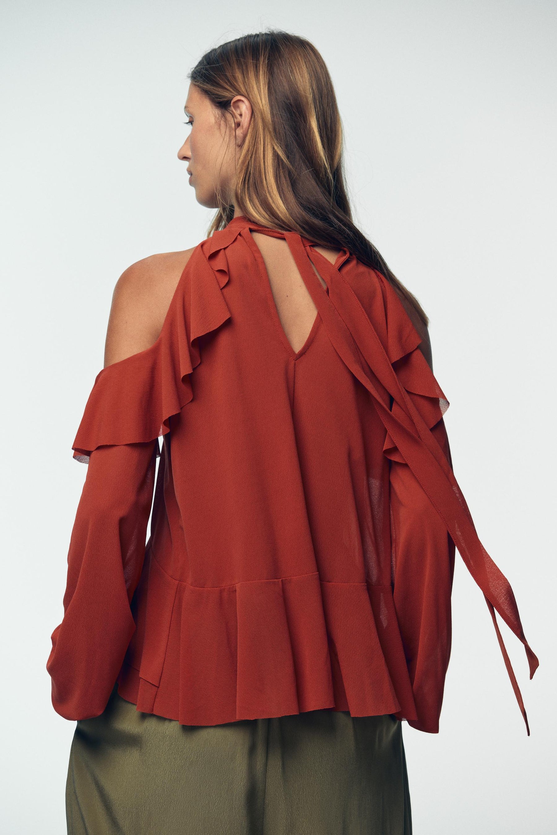 Ruffled Halter Neck Blouse