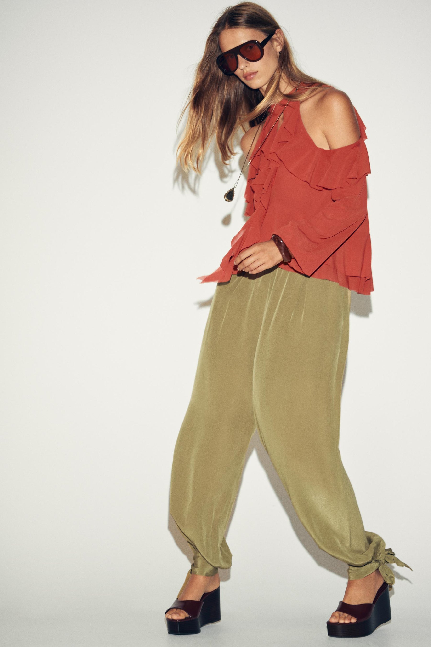 Ruffled Halter Neck Blouse