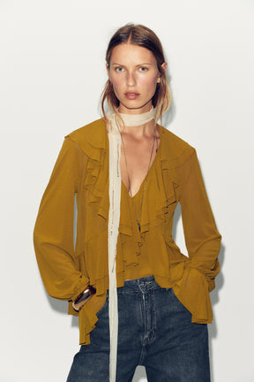 Ruffled Flowing Blouse