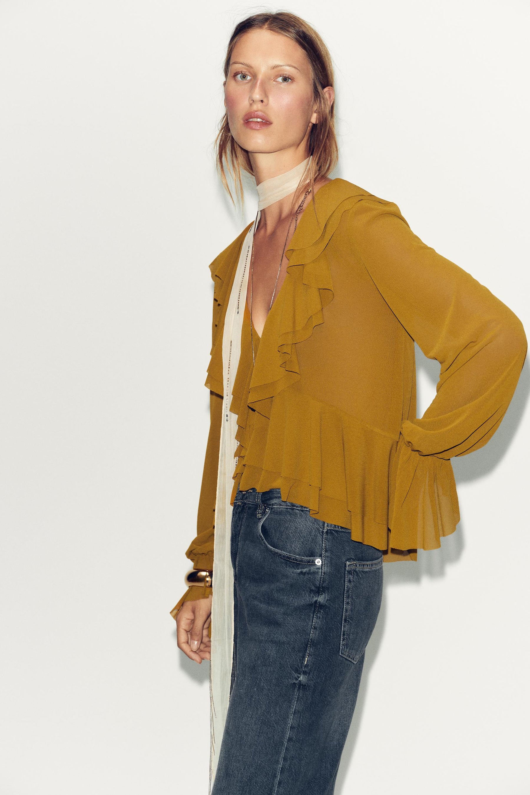 Ruffled Flowing Blouse