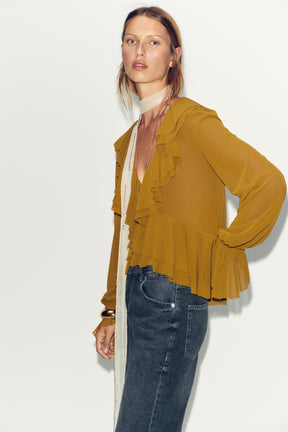 Ruffled Flowing Blouse