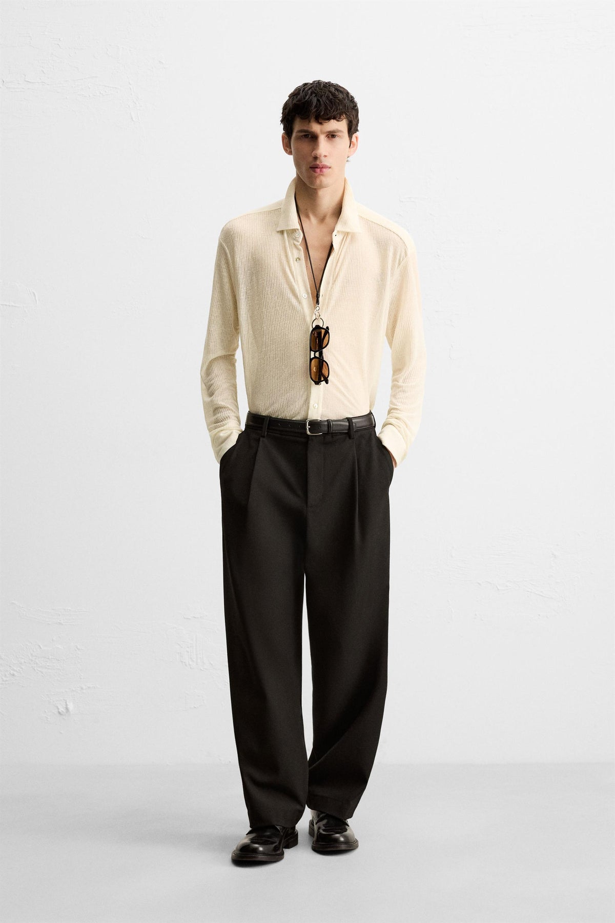 TEXTURED SEMI-SHEER SHIRT - Image 1