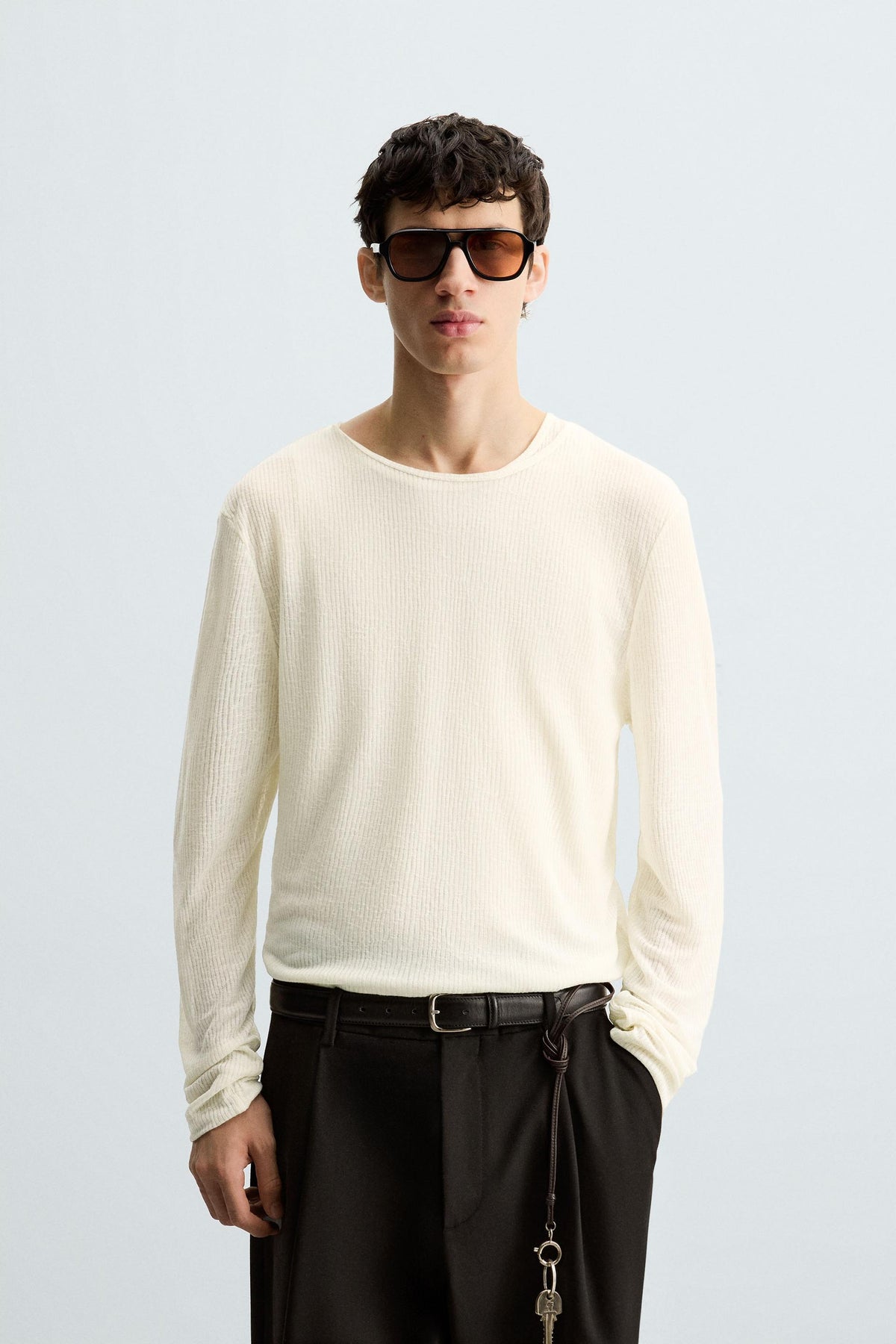 SEMI-SHEER TEXTURED T-SHIRT - Image 2