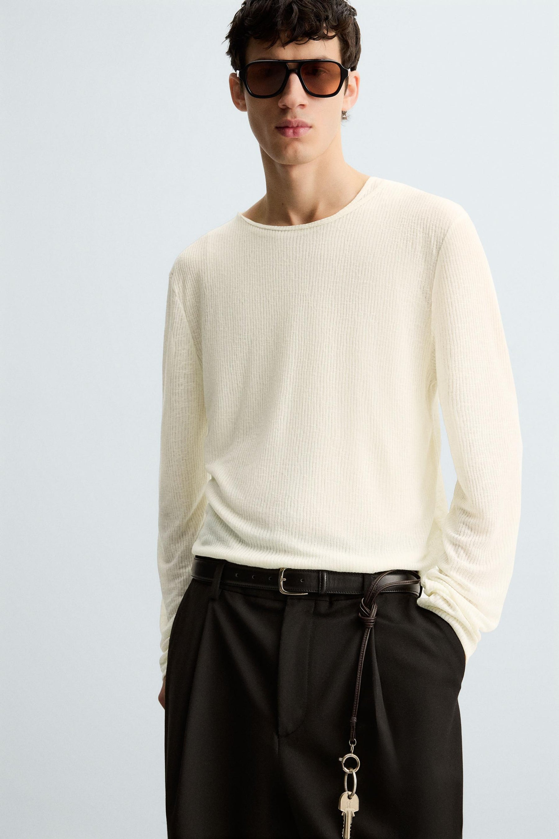 SEMI-SHEER TEXTURED T-SHIRT - Image 5