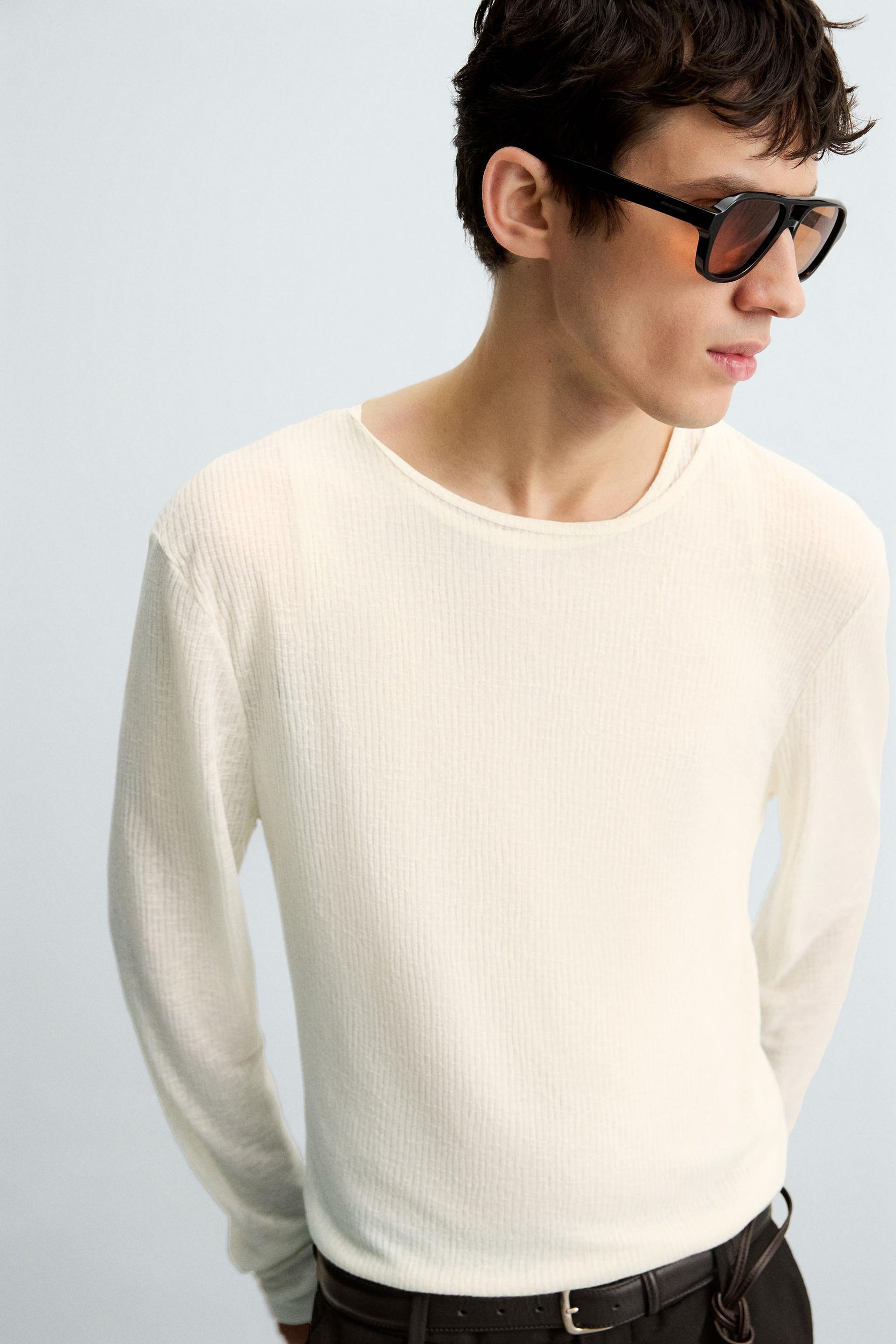 SEMI-SHEER TEXTURED T-SHIRT - Image 6