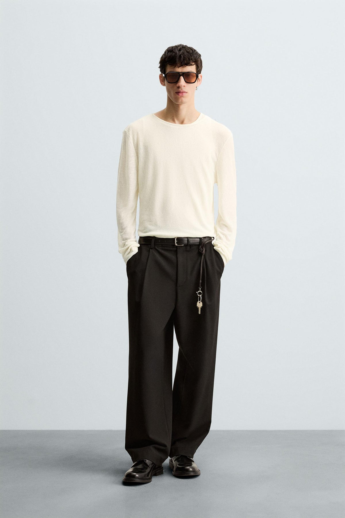 SEMI-SHEER TEXTURED T-SHIRT - Image 1