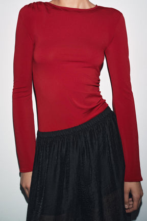 Gathered Long Sleeve T-Shirt