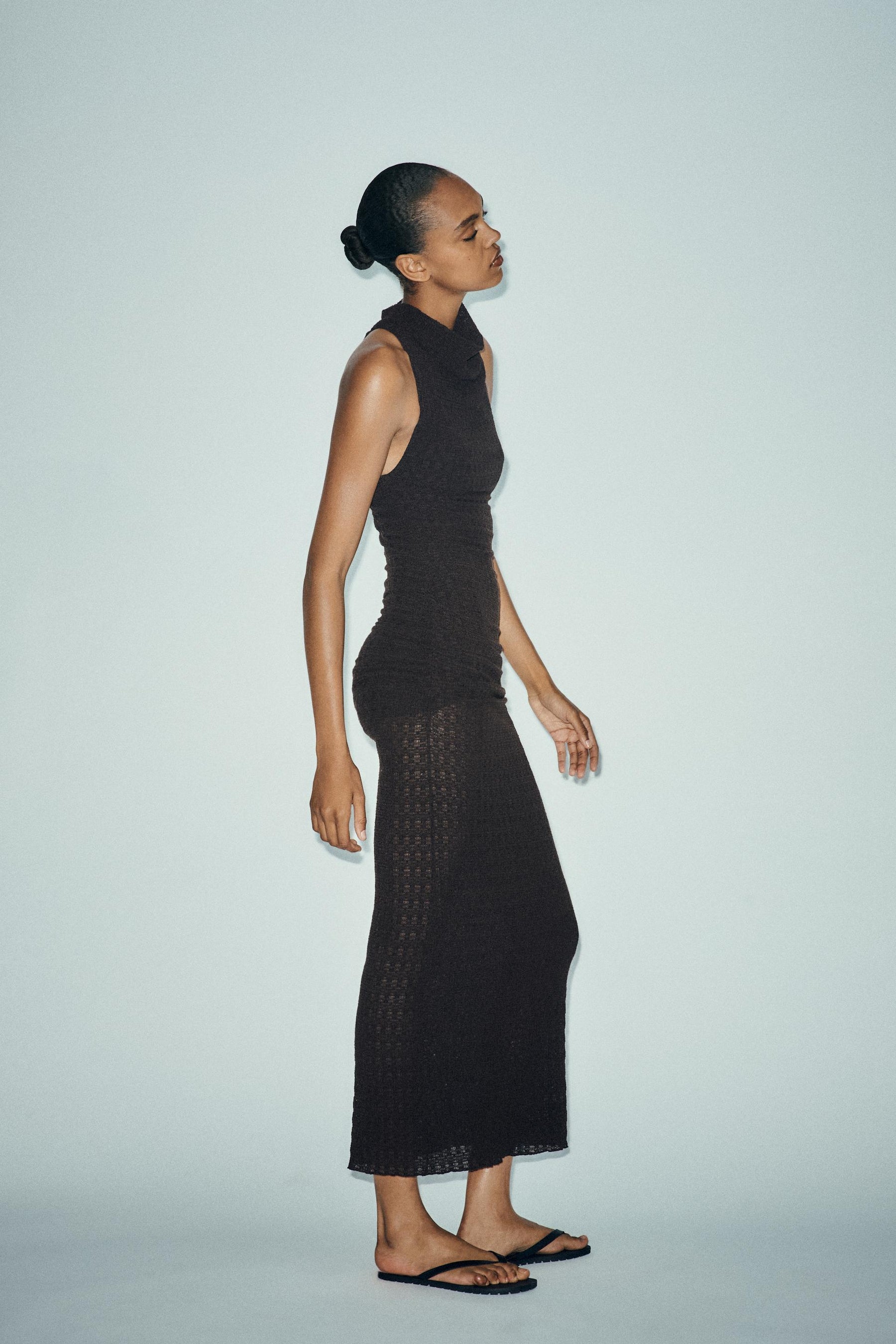 TEXTURED HALTER DRESS