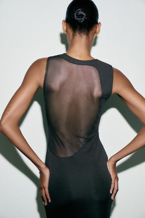 CONTRAST TULLE MAXI DRESS - Image 6