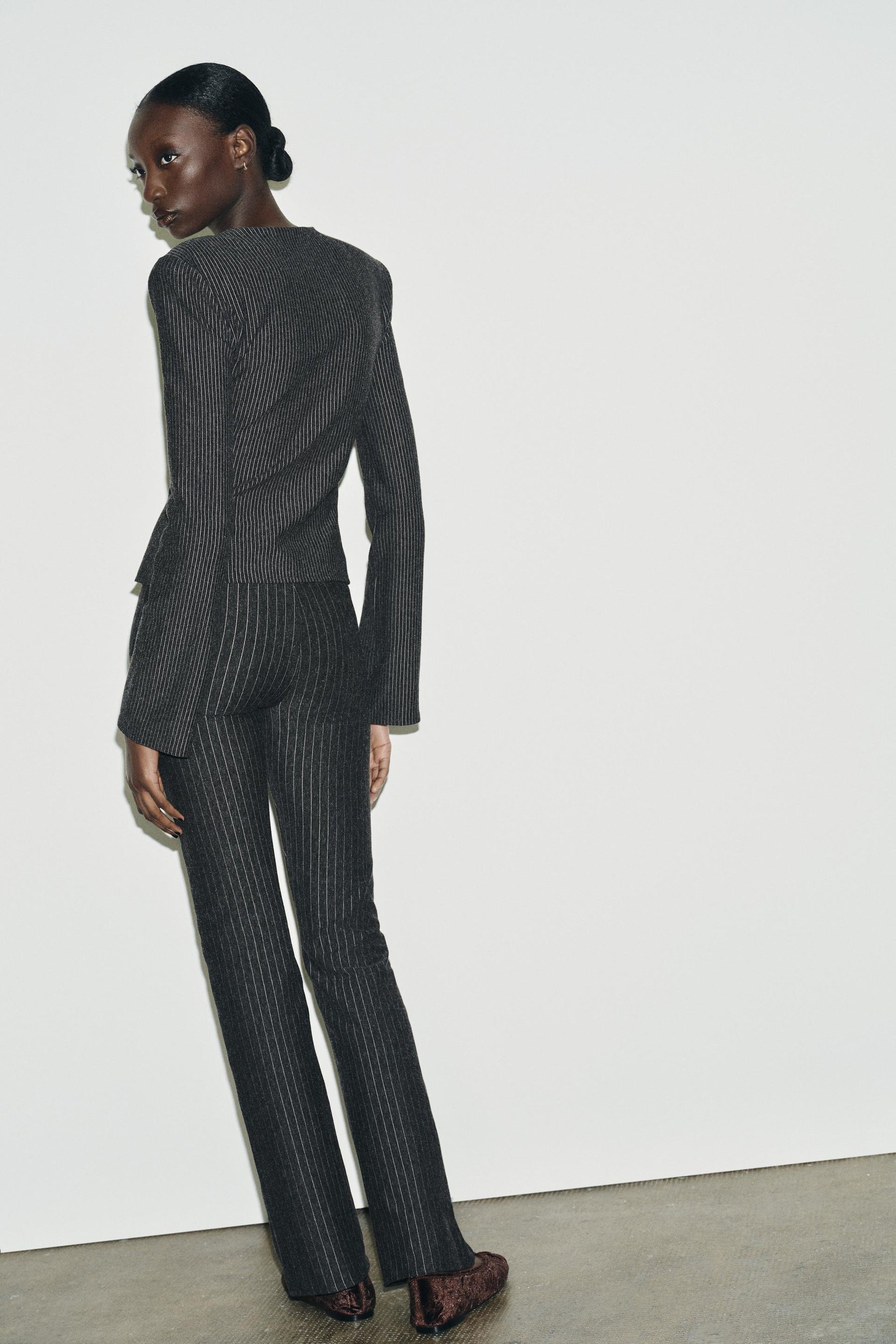 PINSTRIPE FLARE TROUSERS