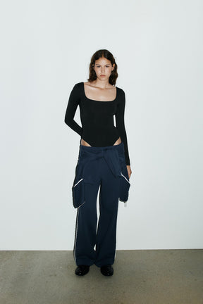 POLYAMIDE SQUARE-NECK BODYSUIT