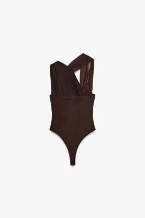 Asymmetric Tulle Bodysuit