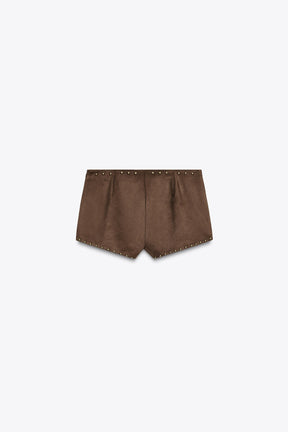 Faux Suede Studded Shorts