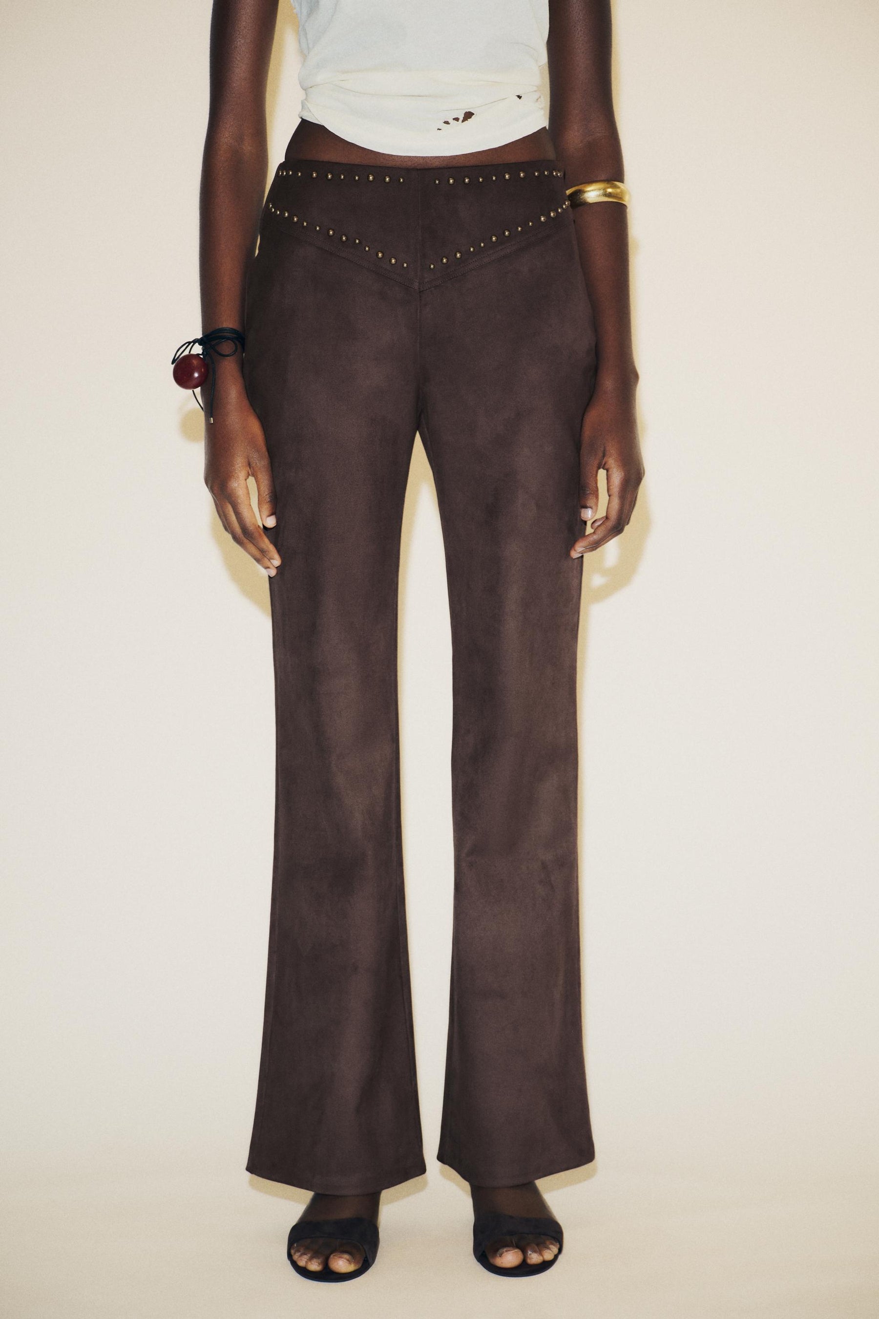 Flare Faux Suede Trousers