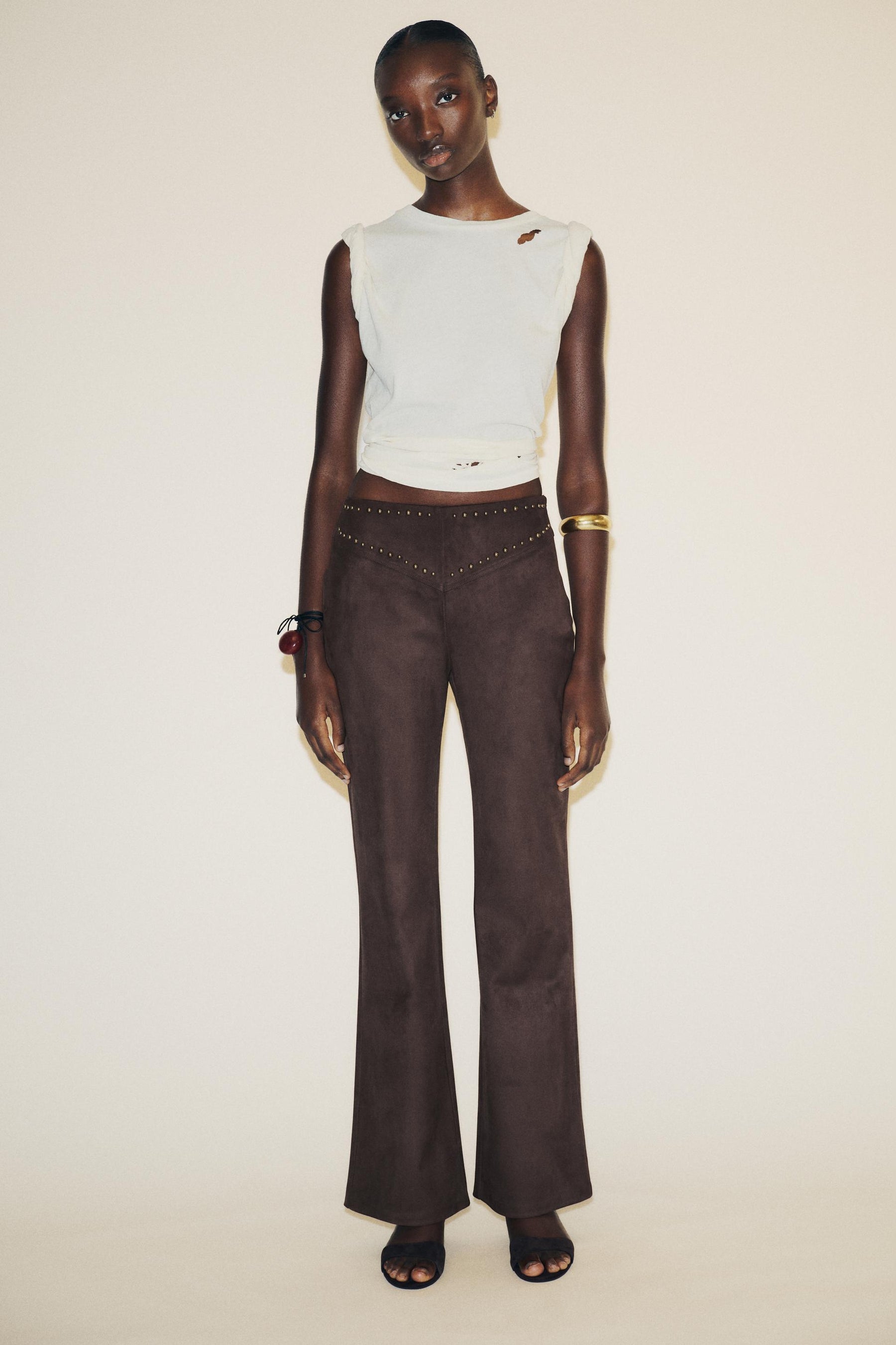 Flare Faux Suede Trousers