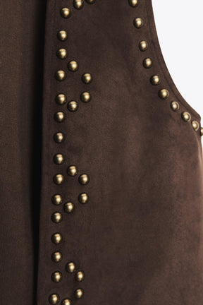 STUDDED FAUX SUEDE WAISTCOAT - Image 9