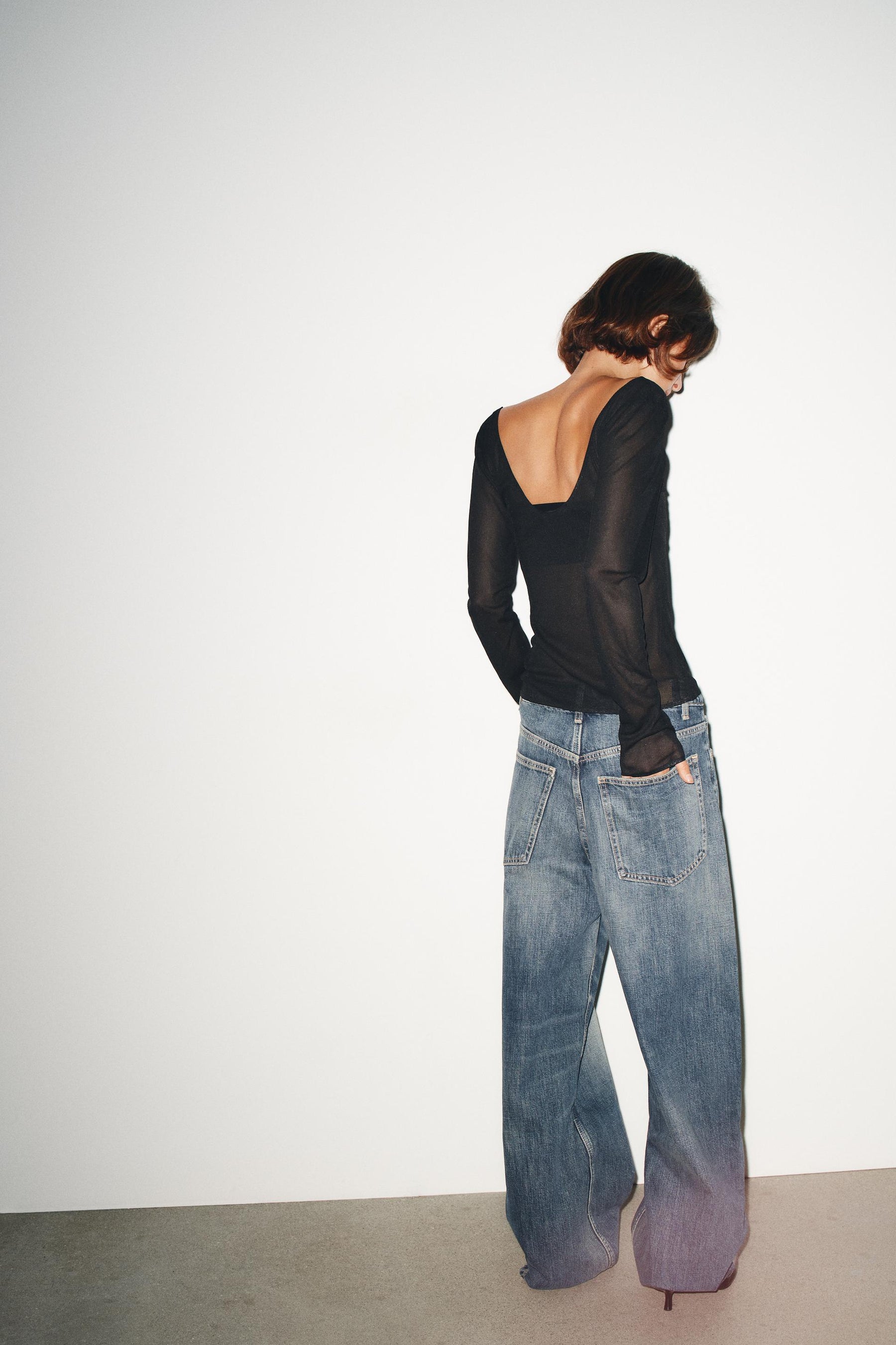 LONG SLEEVE SEMI-SHEER TOP