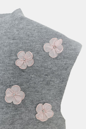 Floral embellished relief top