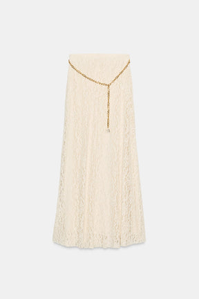 Chain-Accented Midi Skirt