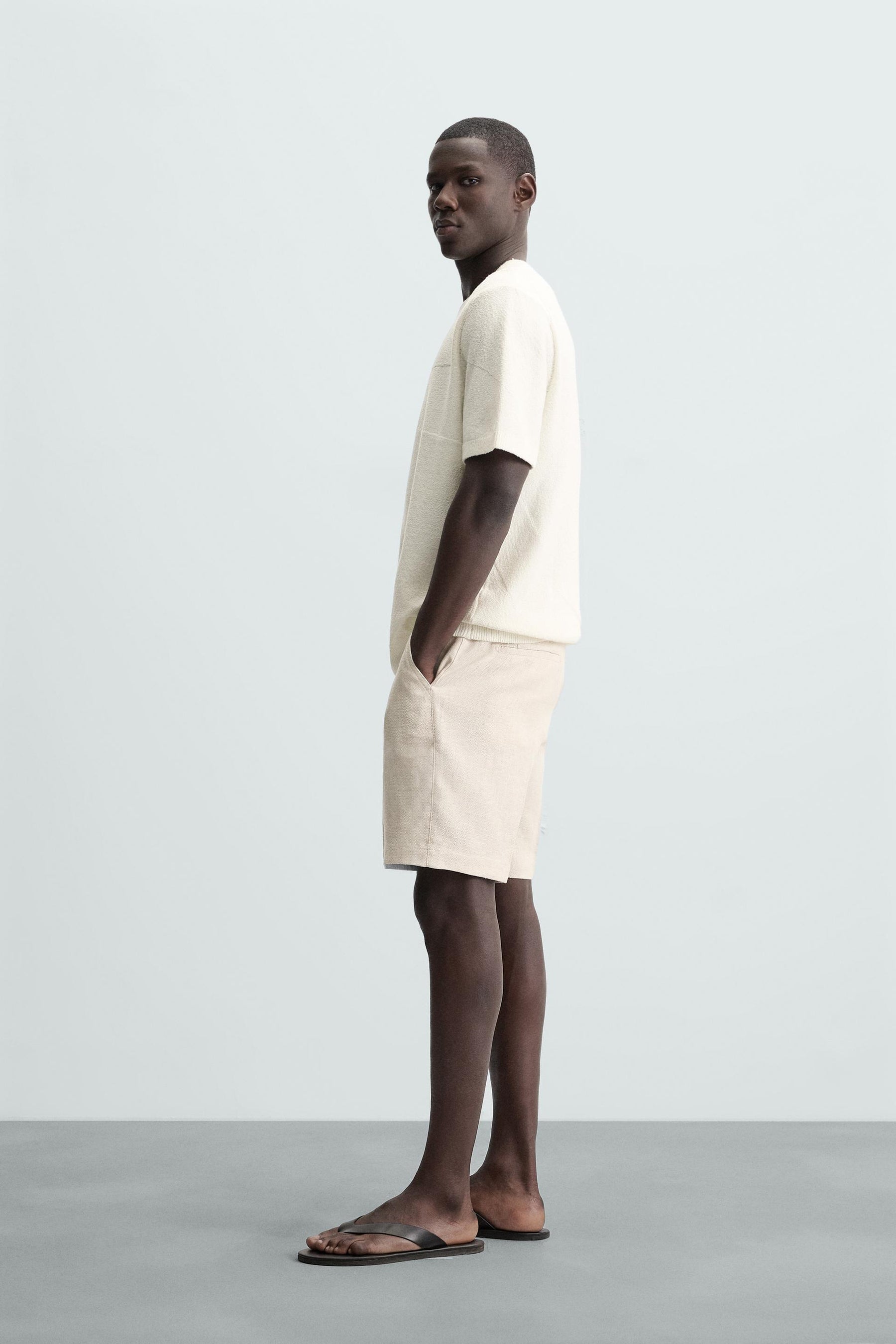 LINEN/COTTON BERMUDA SHORTS - Image 4