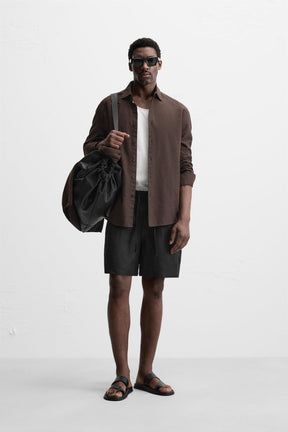 100% LINEN BERMUDA SHORTS - Image 1