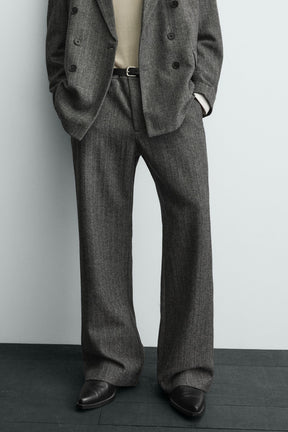 Herringbone Wool Trousers