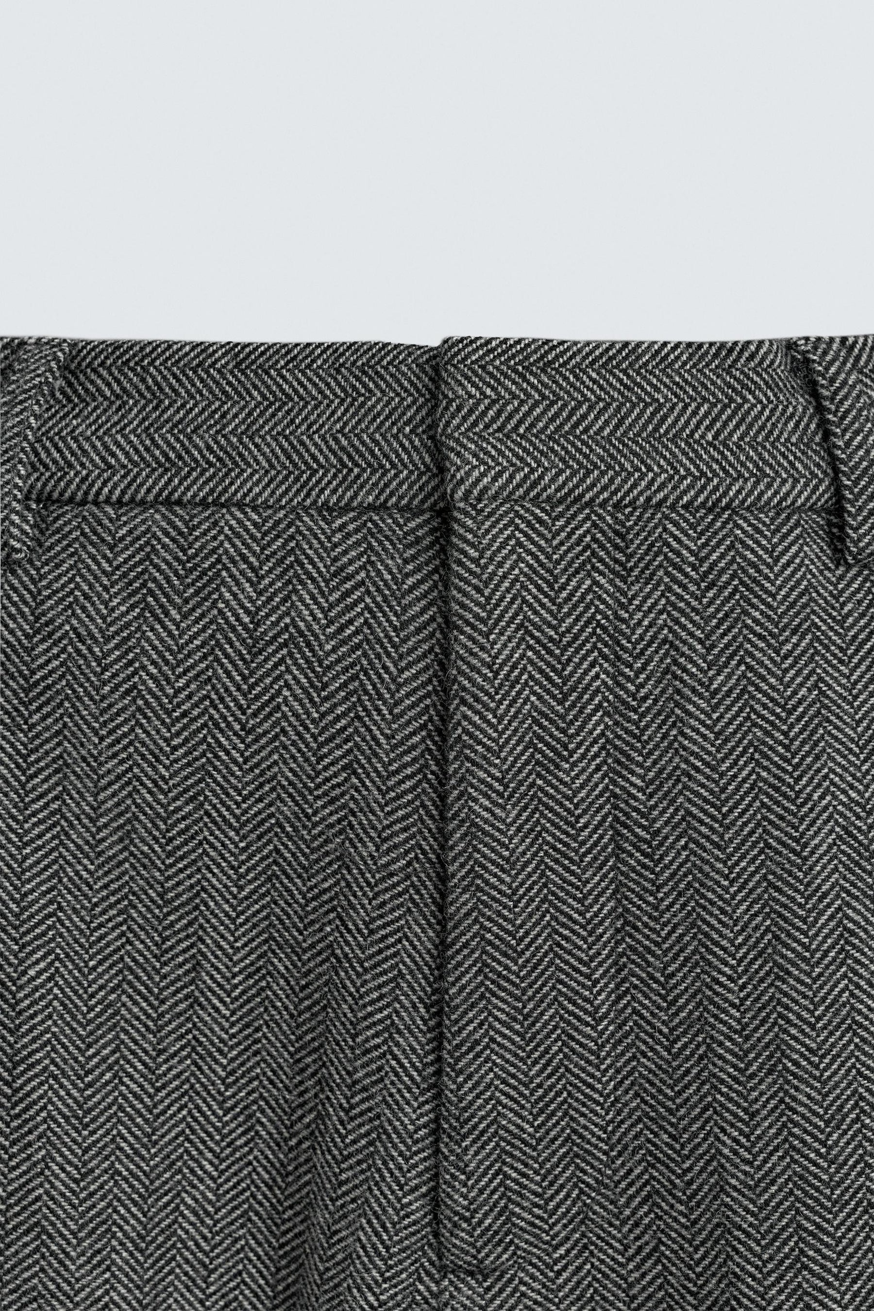 HERRINGBONE TEXTURED SUIT TROUSERS WITH WOOL - Image 9
