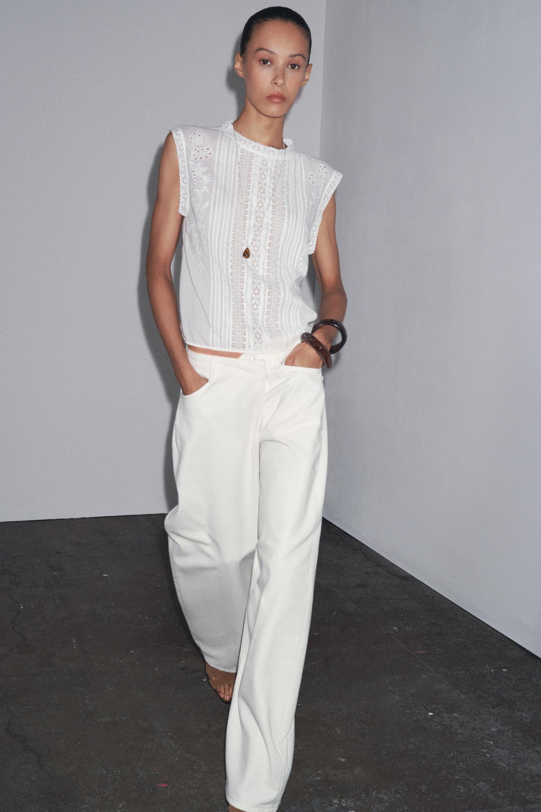 Sleeveless Ladder Stitch Blouse